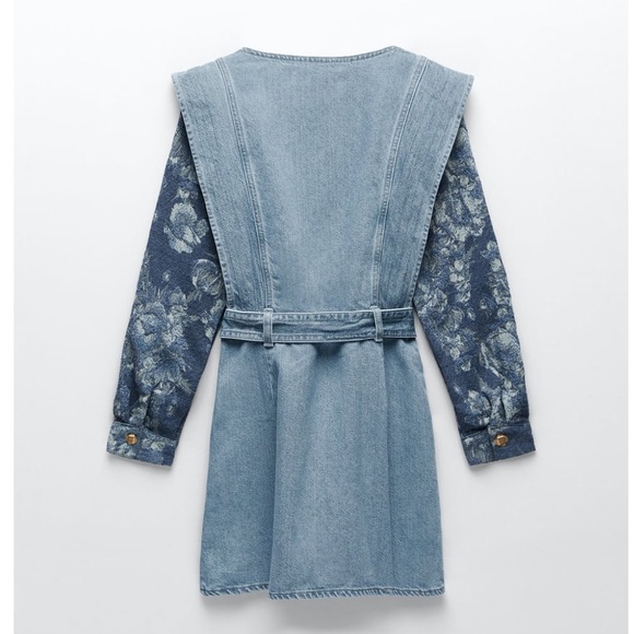 NWT ZARA Combination Denim Belted Mini Dress - Picture 6 of 11